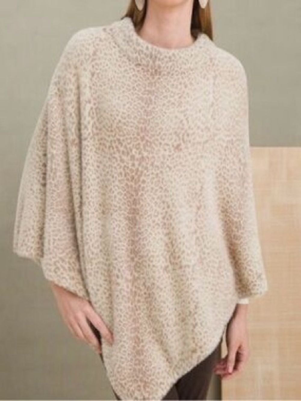 Chico’s Animal Print Super Soft Eyelash Poncho Sweater‎